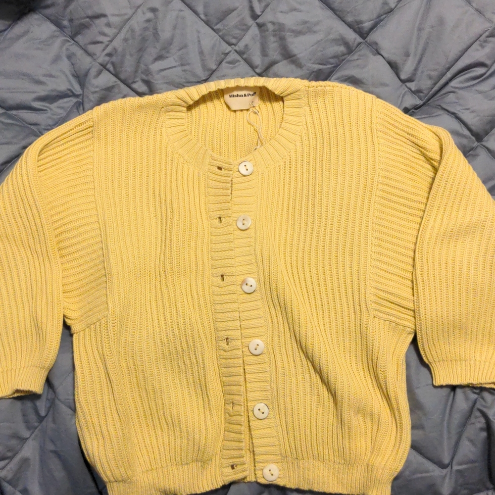 NWT Misha & Puff Adult Mini Fisherman Cardigan Straw M/L